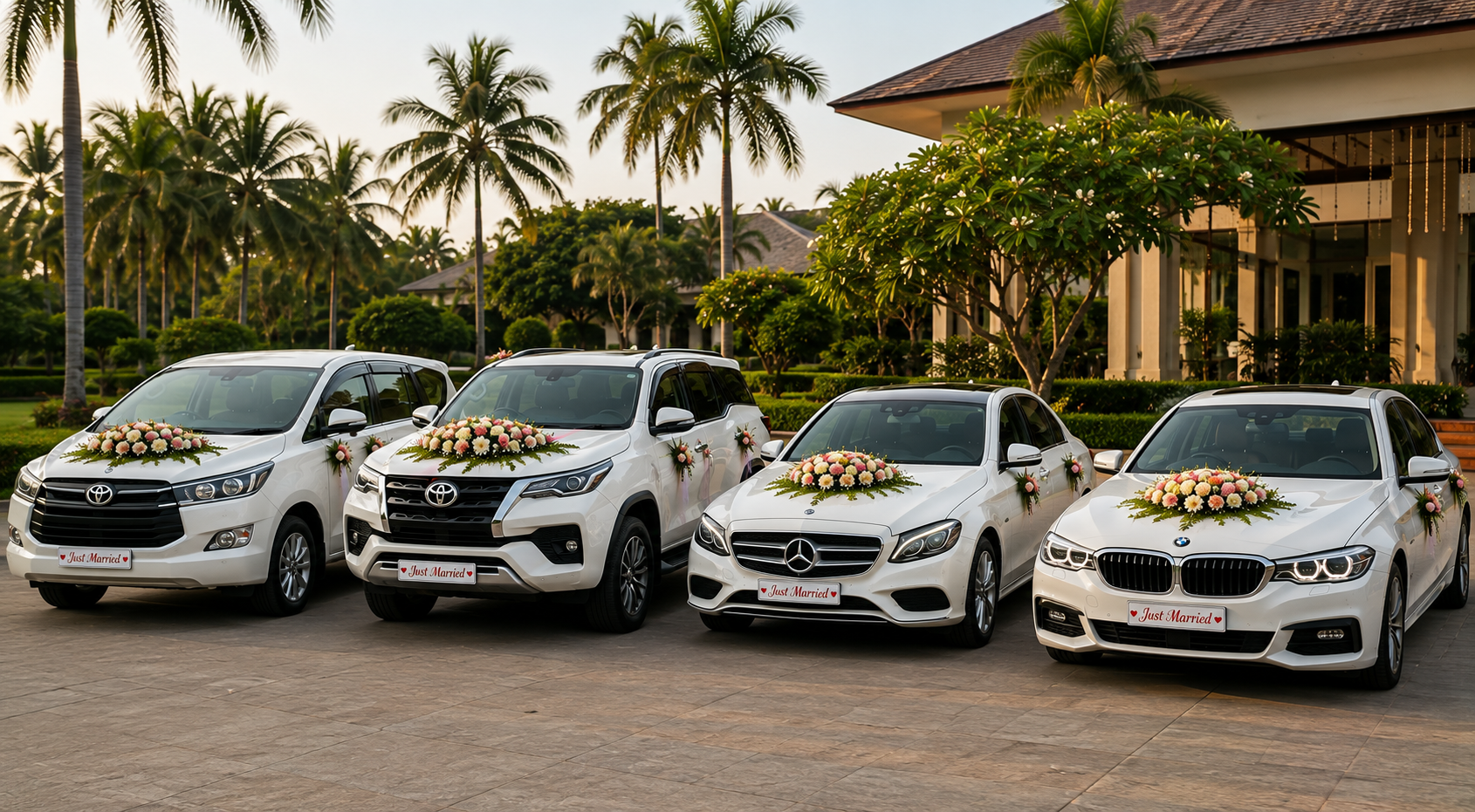 Wedding transportation fleet by Goyad Travel