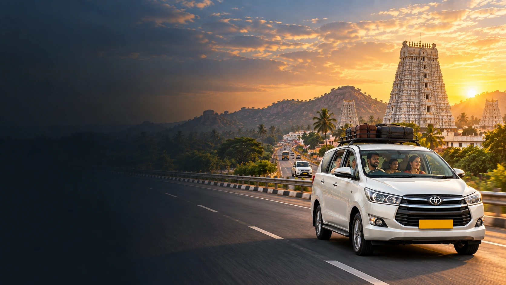Pilgrimage road travel from Hyderabad by car and group vehicle