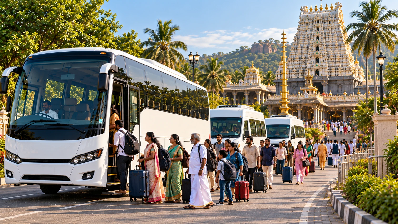 Large pilgrimage group bus transportation
